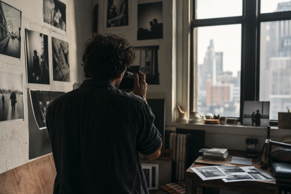 Photographe dans un appartement new-yorkais des années 1980