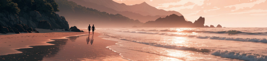 Une plage estivale au coucher du soleil évoquant This Summer Will Be Different