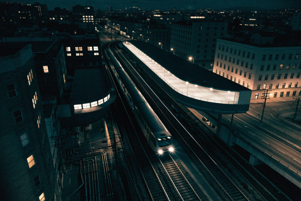 Métro américain de nuit, décor clé de Reacher saison 4 à Philadelphie