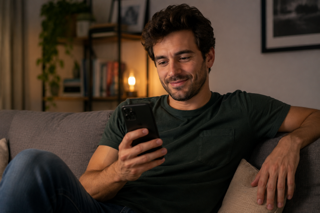 Un homme avec son smartphone
