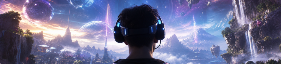 Un jeune homme de dos portant un équipement de réalité virtuelle