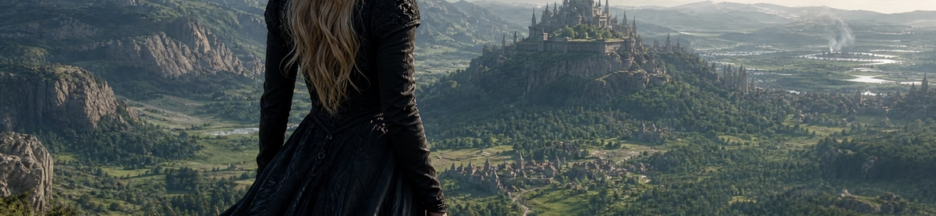 Une actrice vue de dos sur une colline dominant