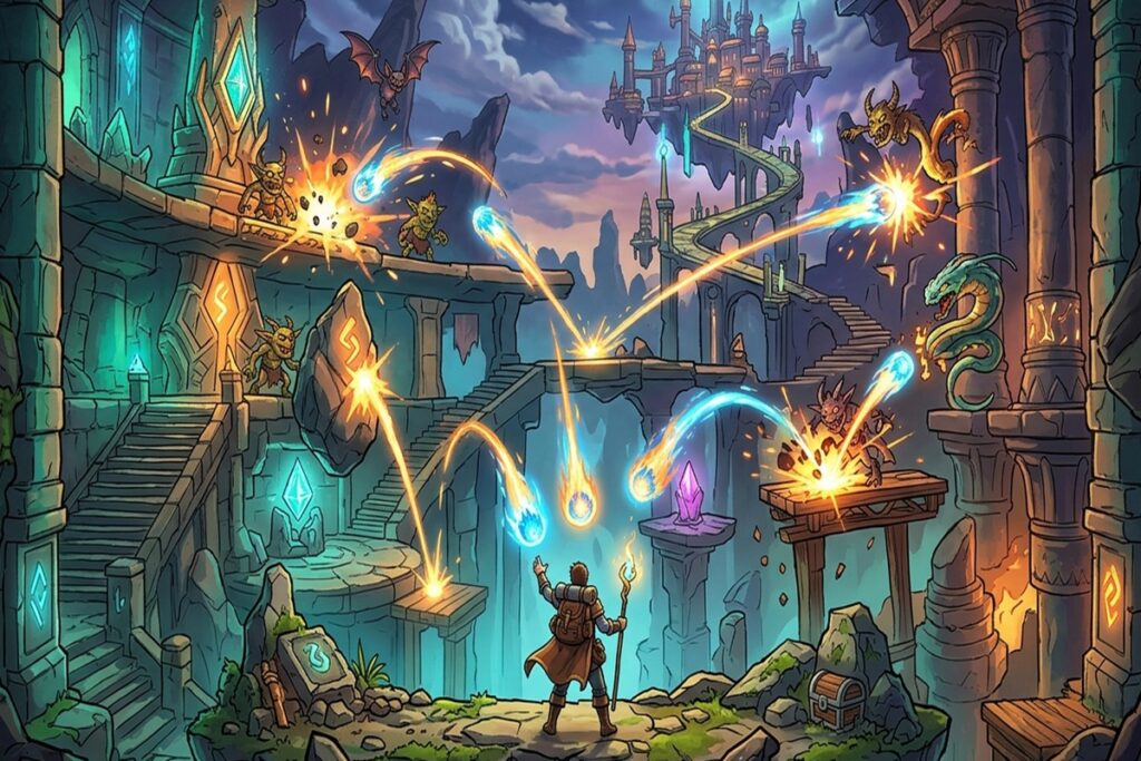 Gameplay d’un jeu similaire à Ball x Pit et son extension