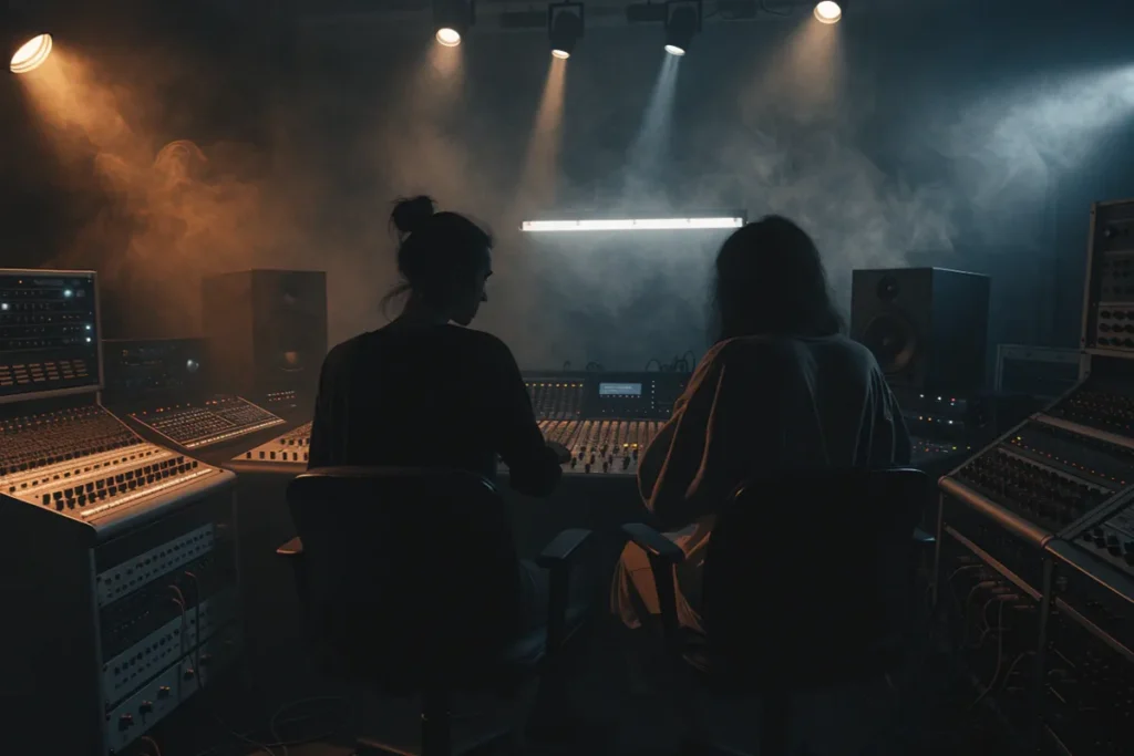 Deux artistes dans un studio musical