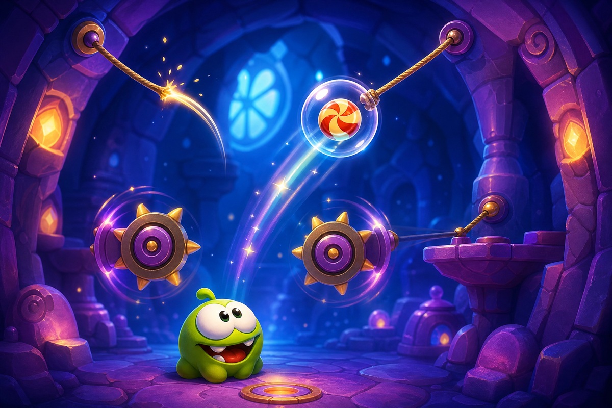 Gameplay d’un jeu mobile comme Cut the Rope