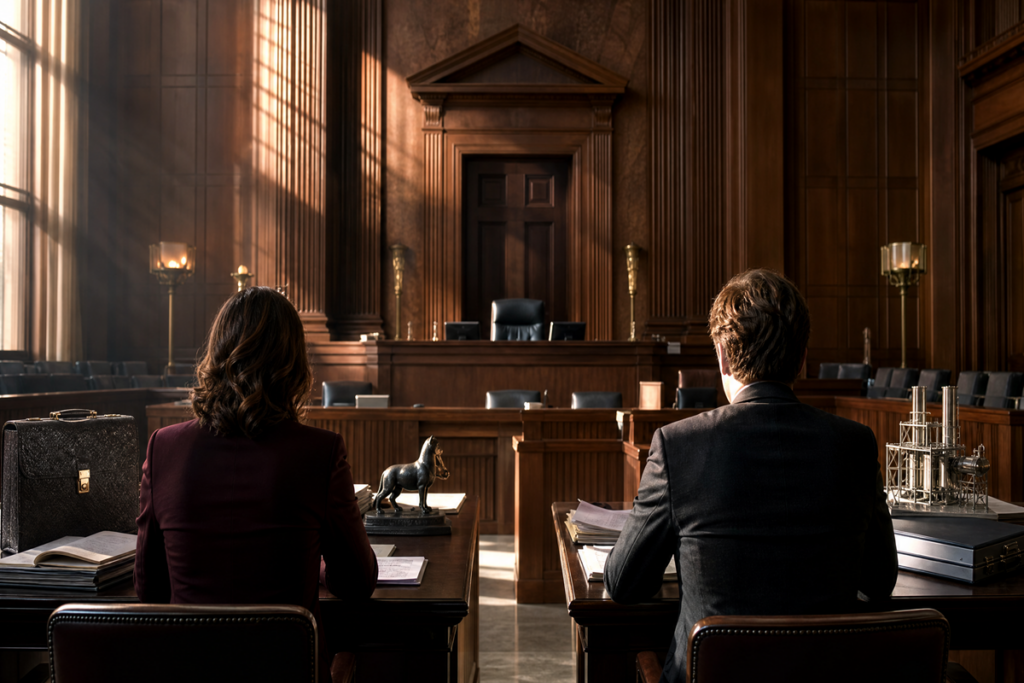 Deux avocats dans une salle d’audience