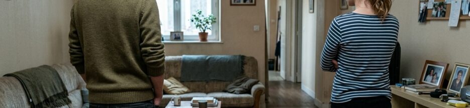 Deux jeunes adultes dans un appartement familial modeste