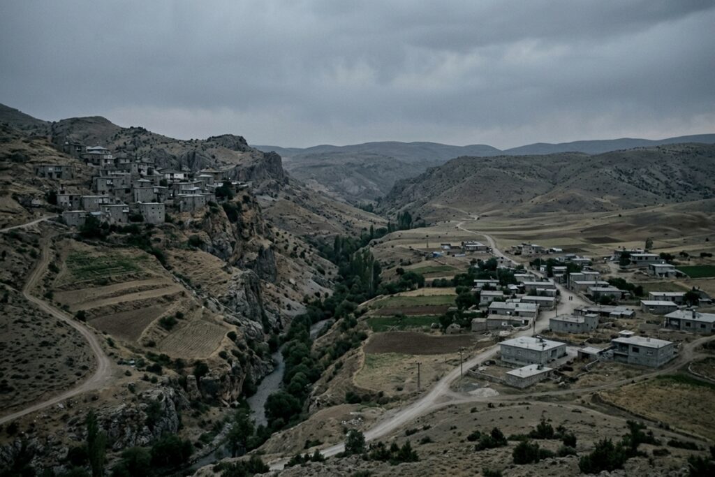 Deux villages séparés par un paysage montagneux