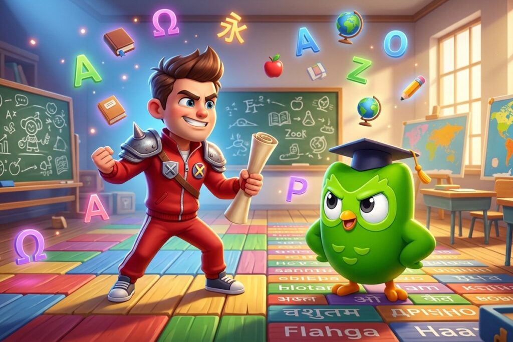 Illustration d’une collaboration entre Brawl Stars et Duolingo