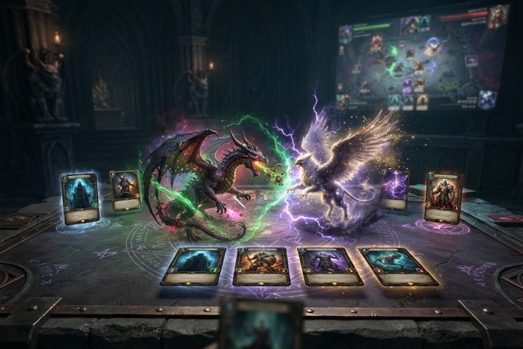 Gameplay d’un jeu de cartes à collectionner comme Hearthstone