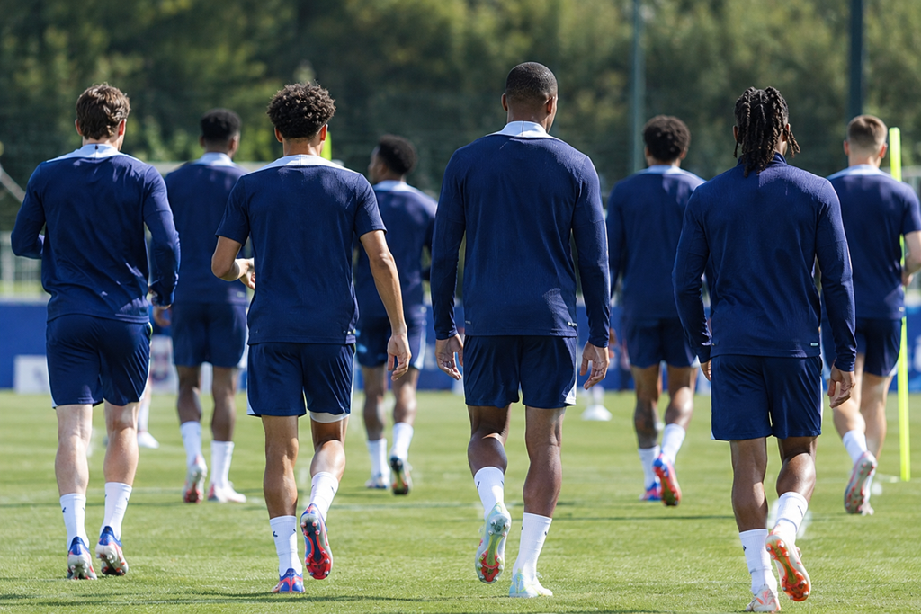 Les joueurs de l'équipe de France à l'entraînement