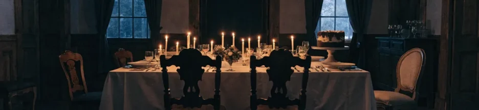 Table d'anniversaire mise en scène dans l'esprit du film Histoires de la nuit