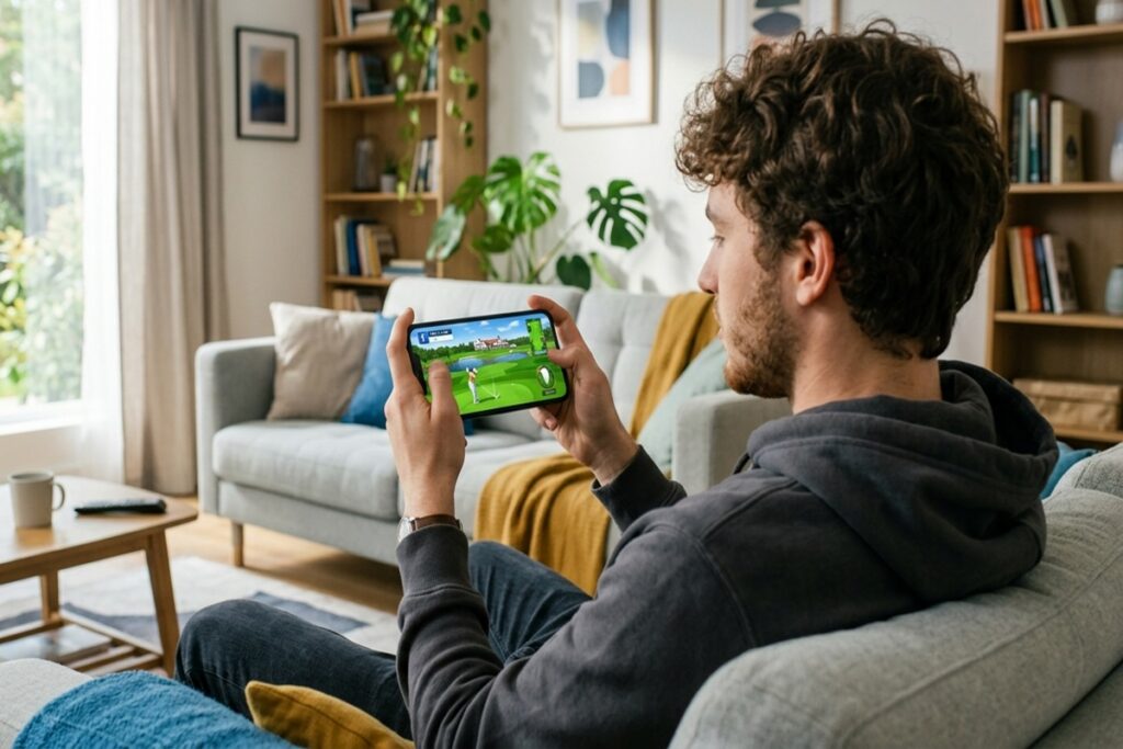 Un joueur sur son smartphone