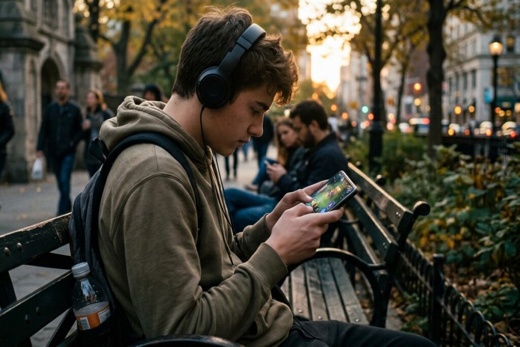 Un adolescent qui joue à Fortnite