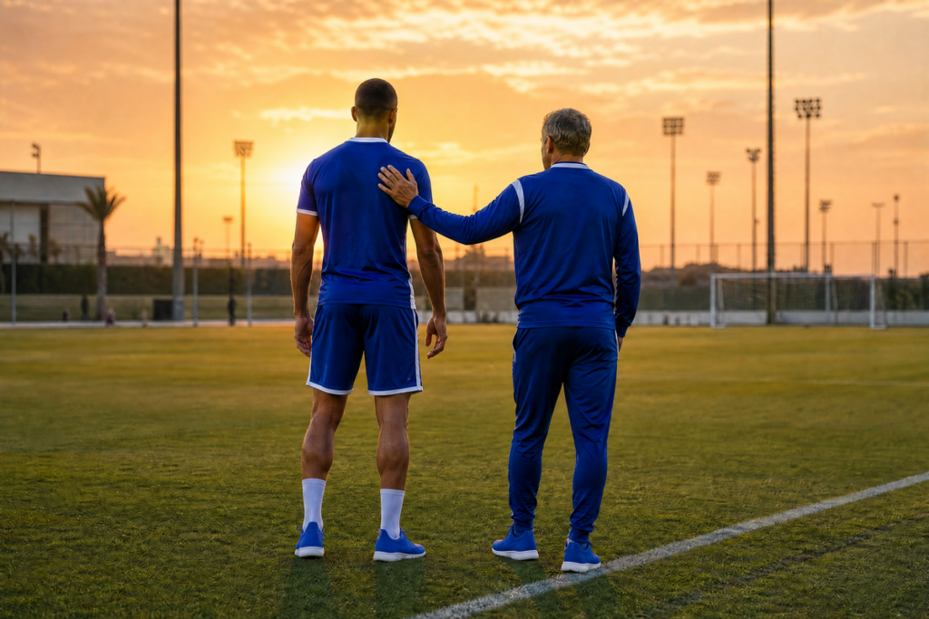 Illustration de Karim Benzema avec son coach