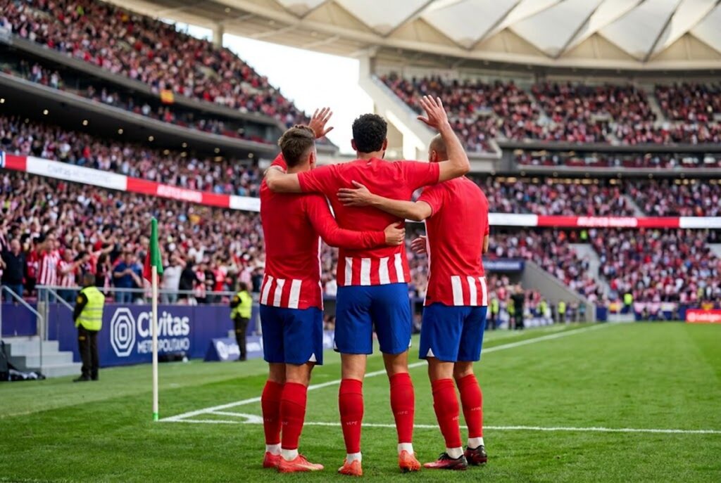 Joueurs de l'Atlético Madrid après une victoire