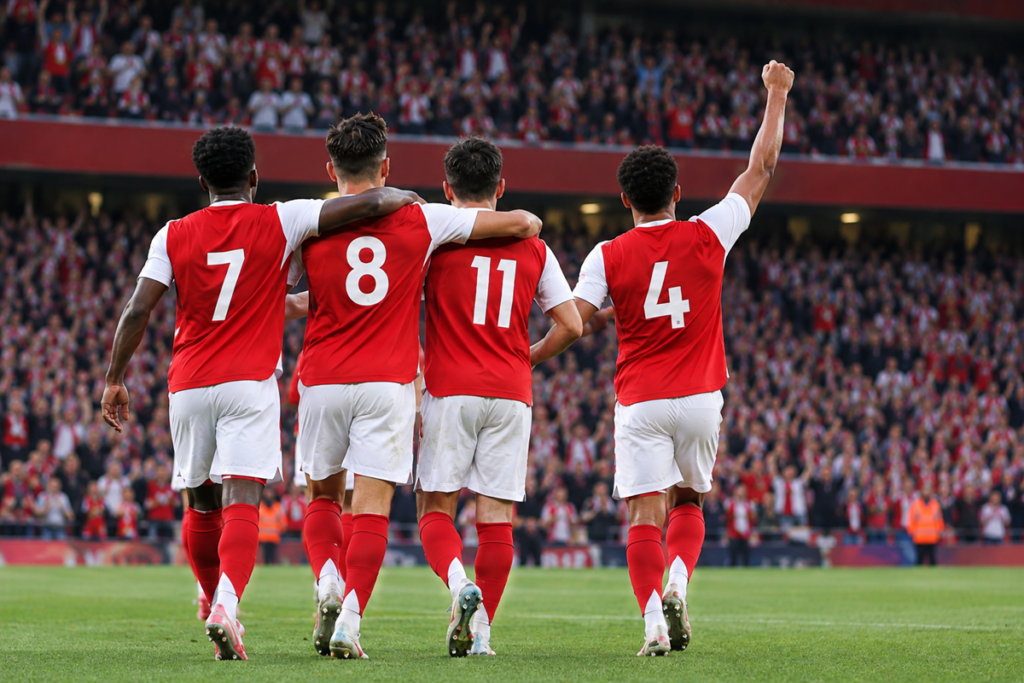 Joueurs d’Arsenal après une victoire