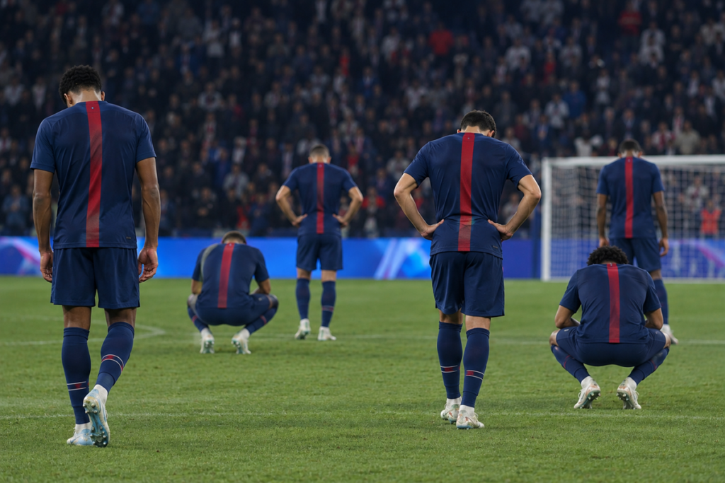 Illustration des joueurs du PSG après une défaite