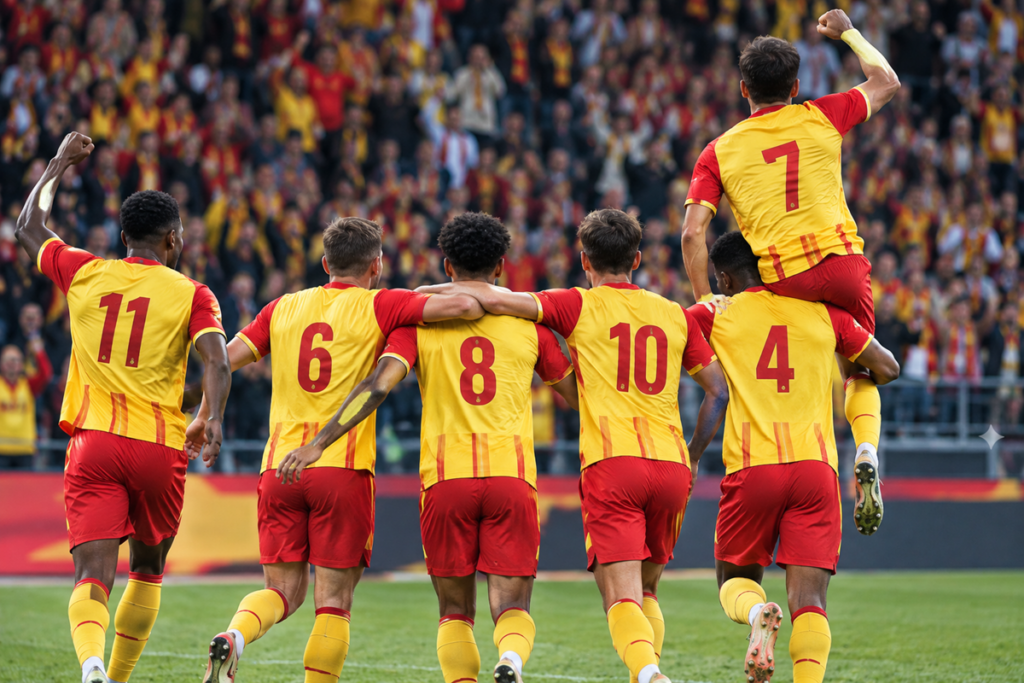 Joueurs de Lens après une victoire