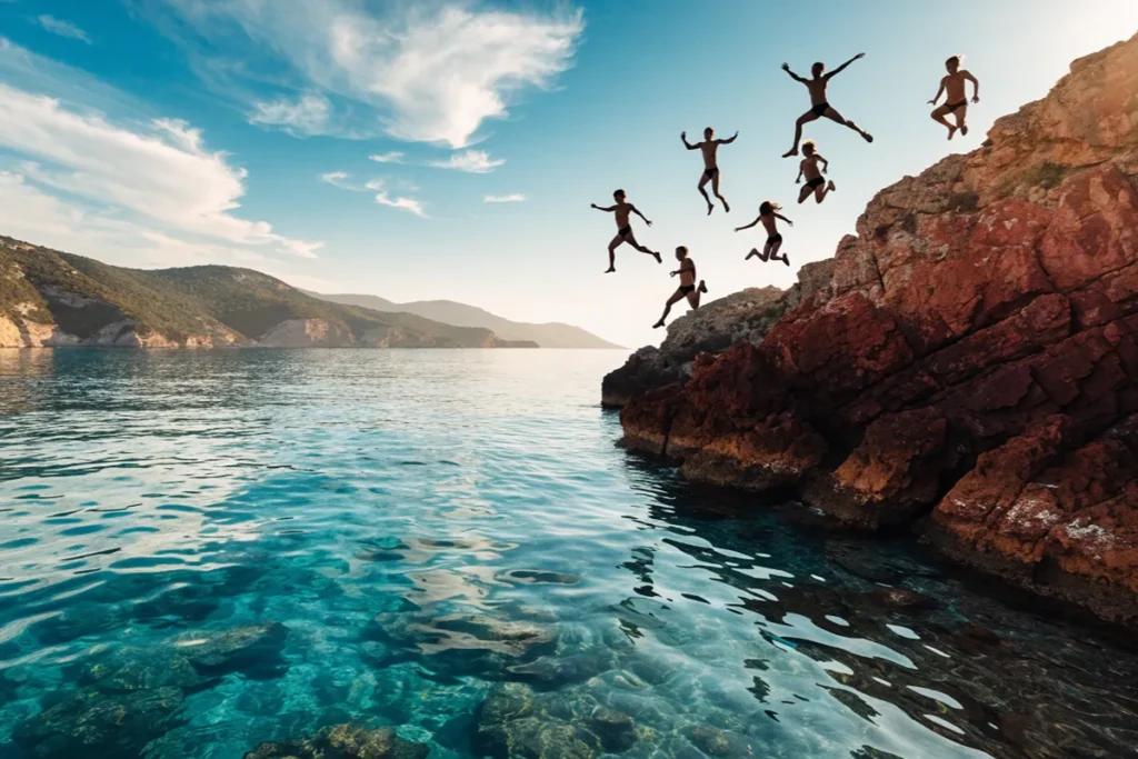 Le plongeon estival qui inspire Les Roches rouges