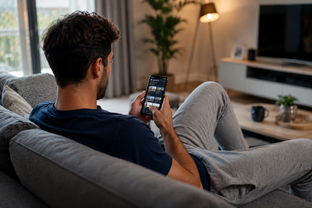 Un homme avec son smartphone