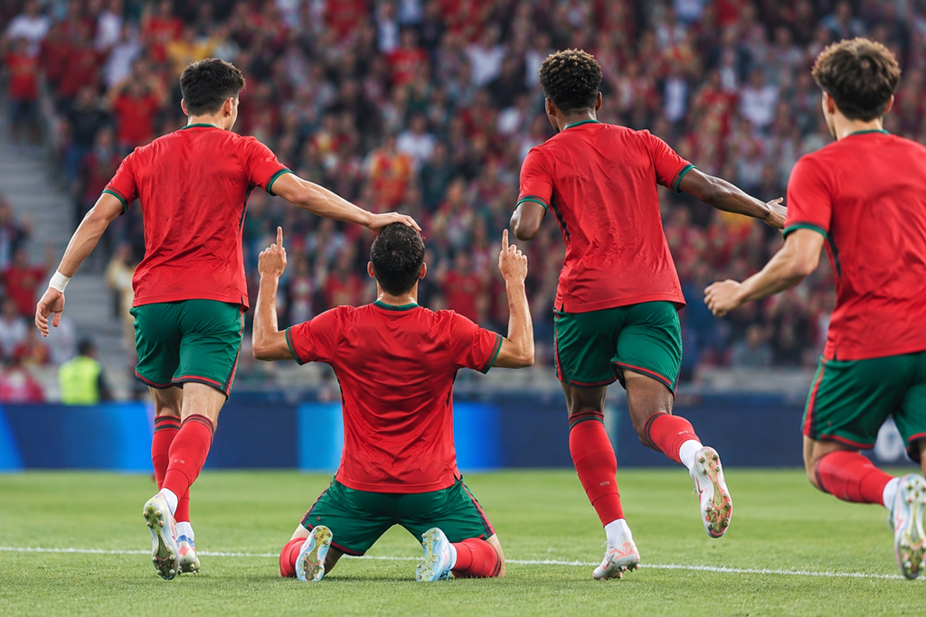 Illustration joueurs du Portugal après un but