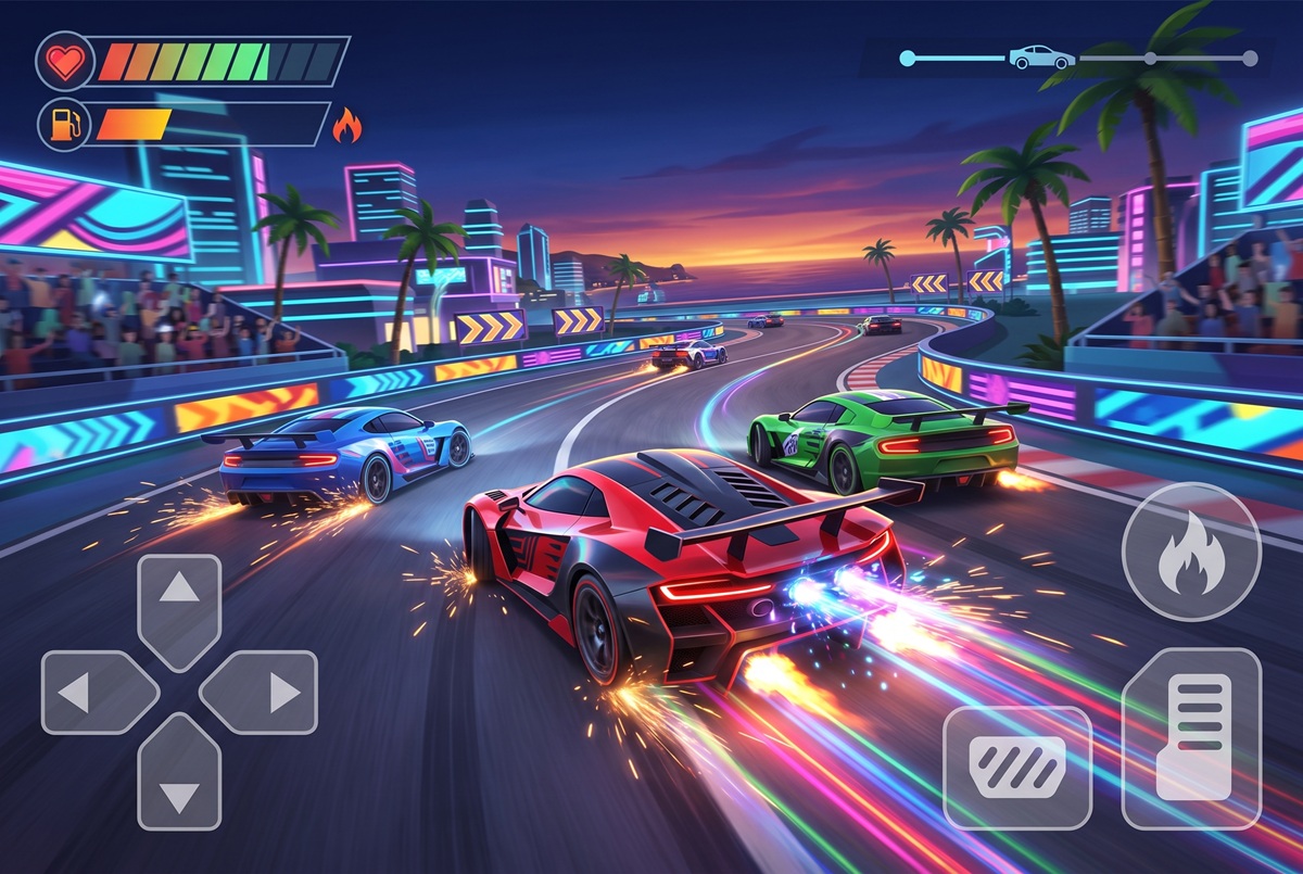 Gameplay d’un jeu comme Rogue Racing
