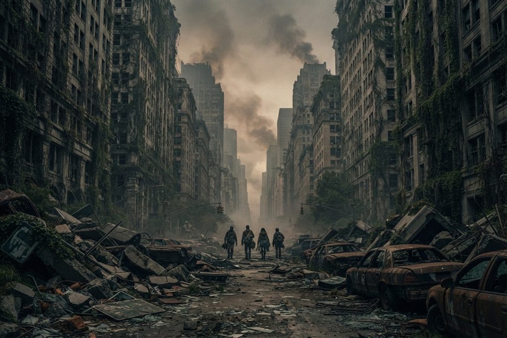 Rue de Manhattan après une apocalypse
