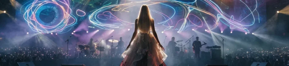 Une artiste de dos sur une scène musicale évoquant les MTV VMA et Taylor Swift