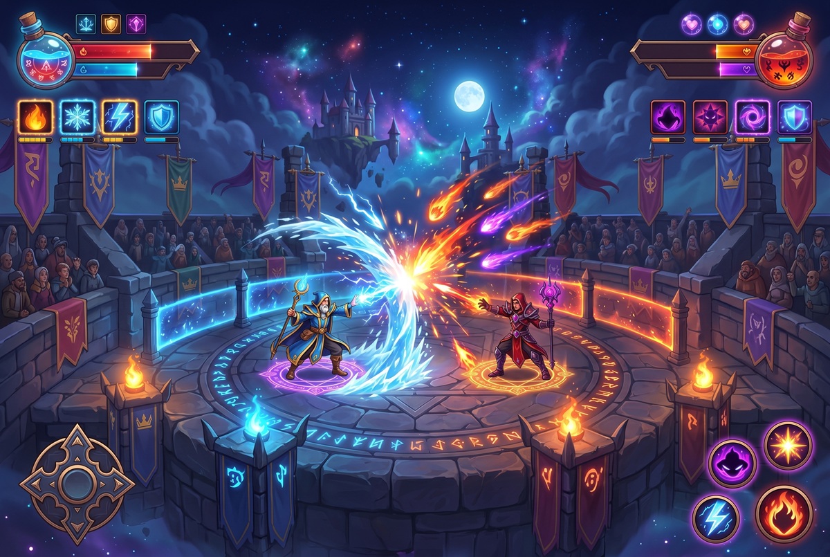 Gameplay d’un jeu comme Wizard Battle