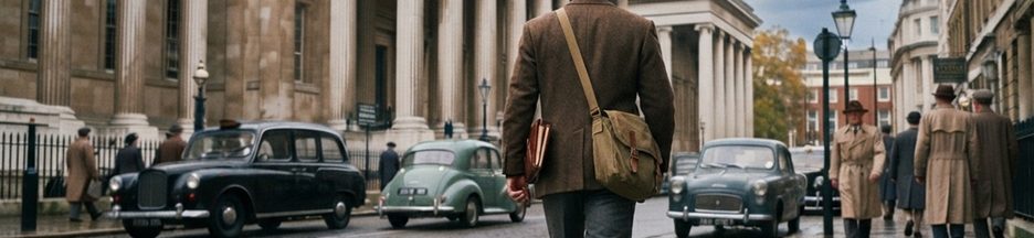 Aventurier dans les rues de Londres des années 1950