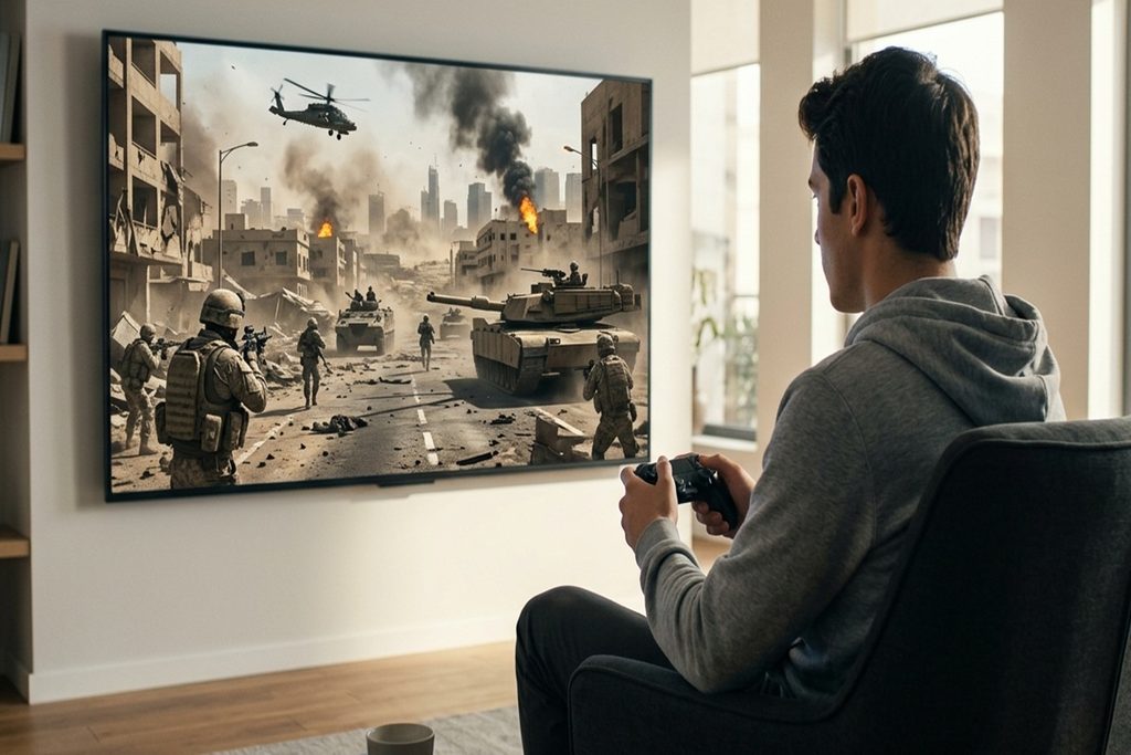 Un gamer qui découvrir le battle royale de Battlefield 6