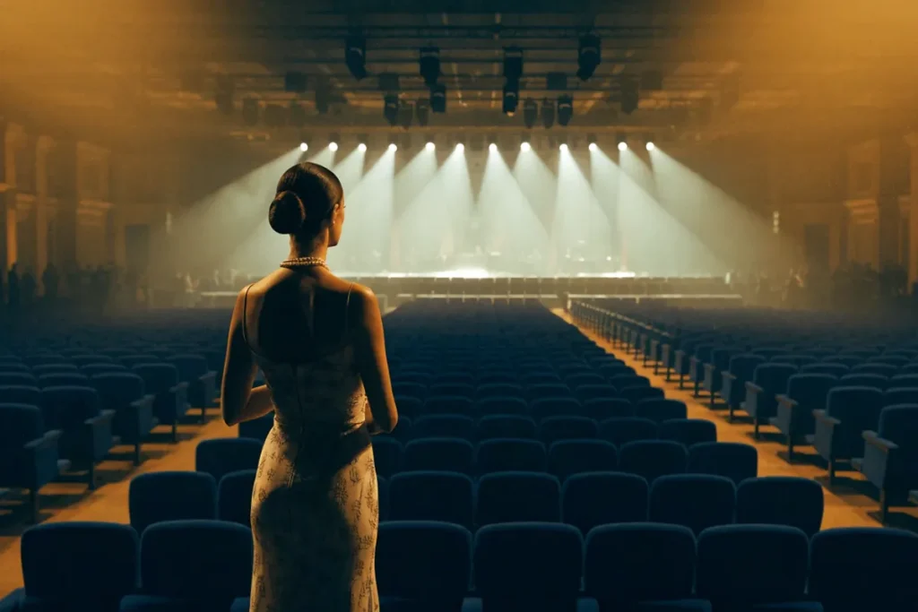 Une silhouette d’actrice dans une salle évoquant la cérémonie du César 2027
