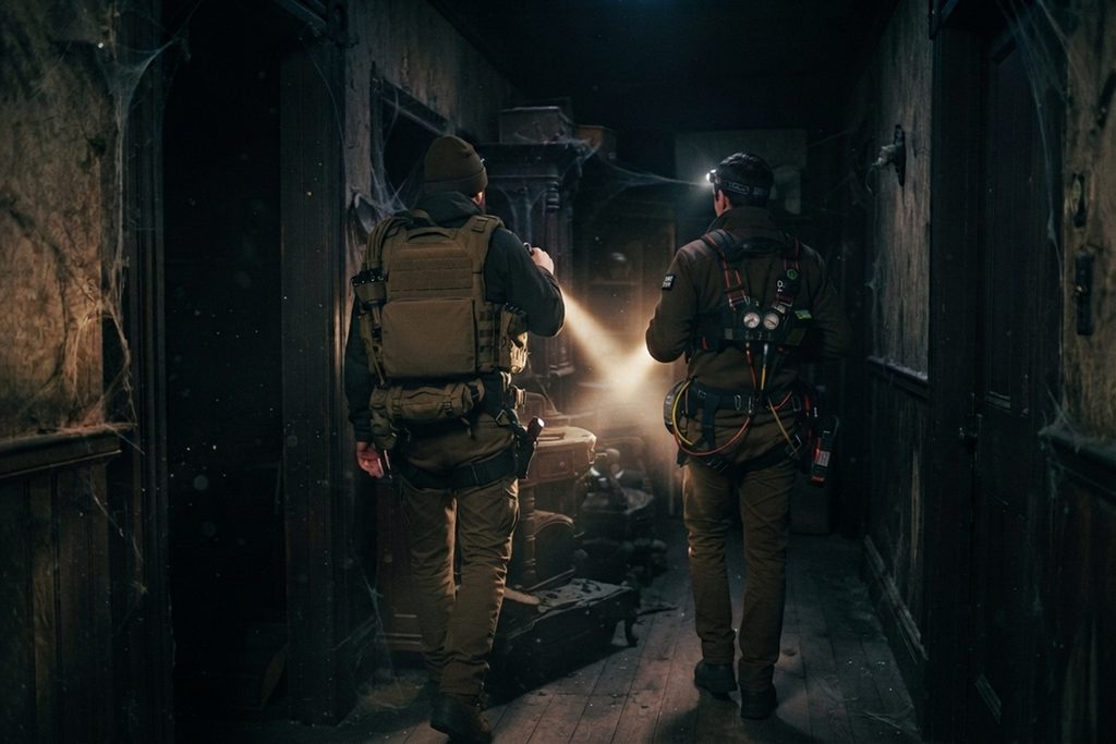 Deux chasseurs de fantômes vus de dos