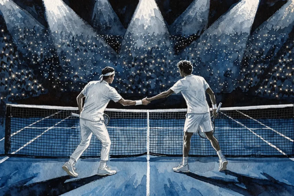 Deux joueurs de tennis se saluant