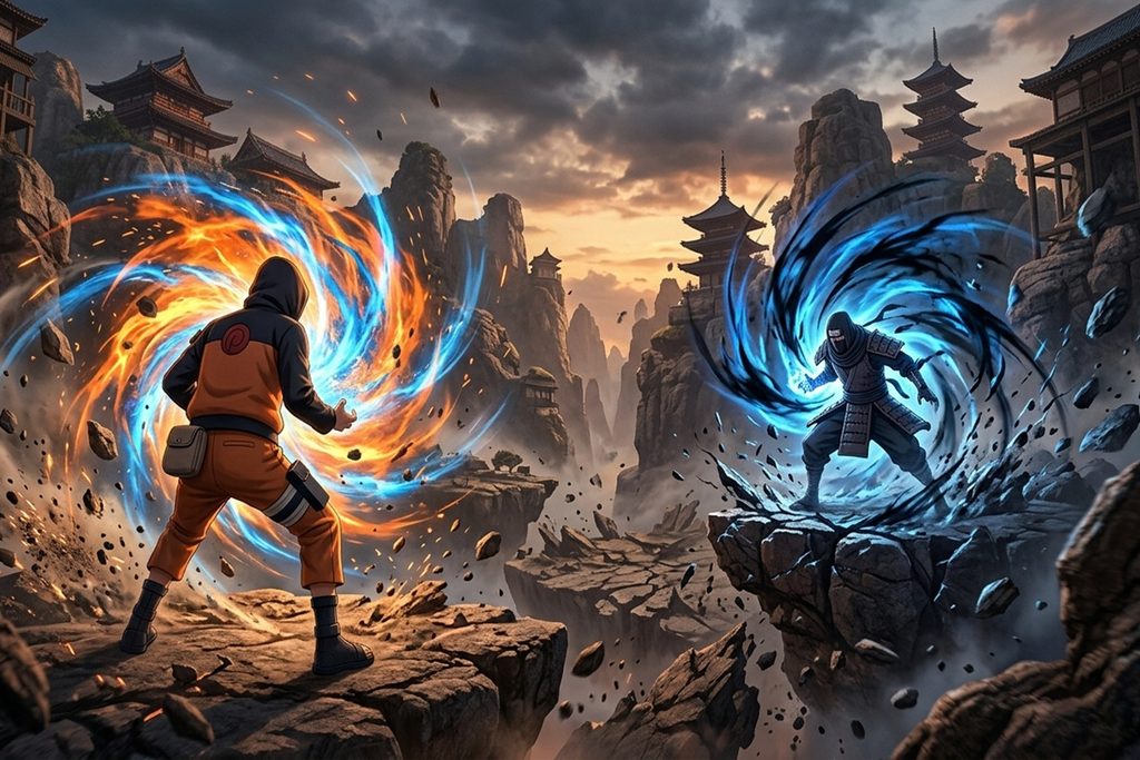 Gameplay d’un jeu de combat similaire à Naruto Mobile