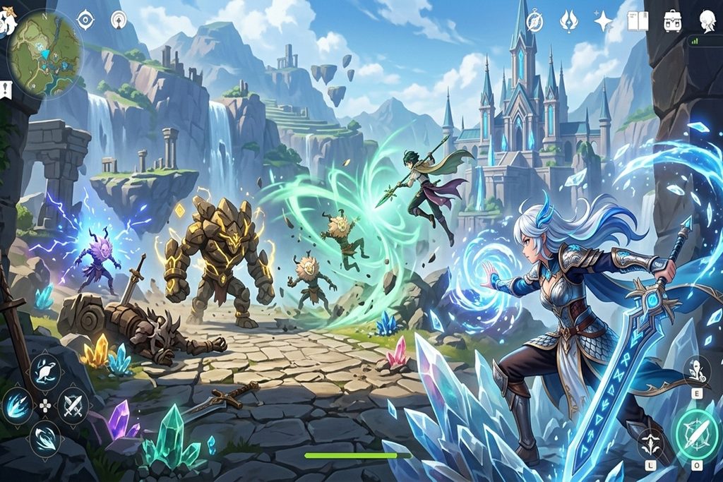Gameplay du jeu vidéo ARPG Genshin Impact