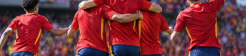 Les joueurs de l’Espagne qui célèbrent un but en Ligue des nations