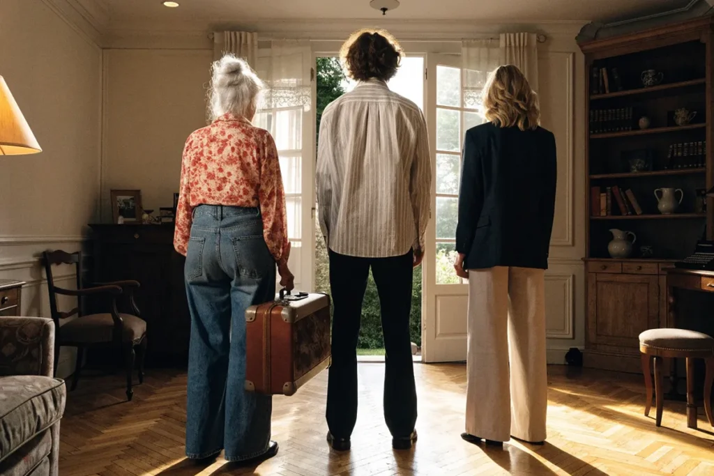 Trois personnes de dos observant une pièce évoquant La Maison de nos rêves