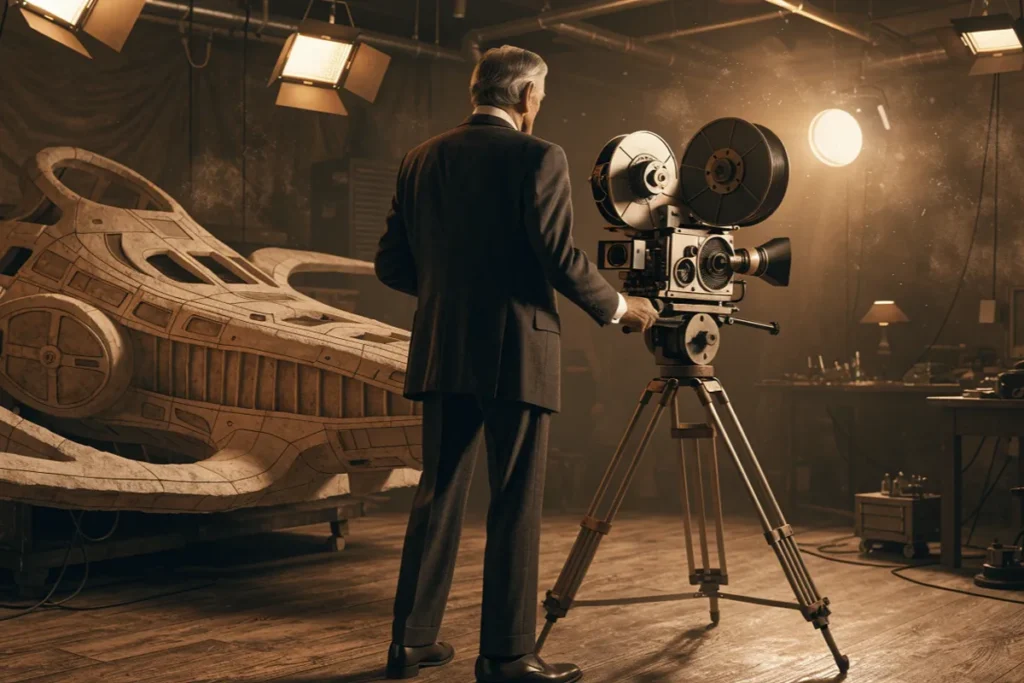 Réalisateur fictif dans un studio de cinéma parodique