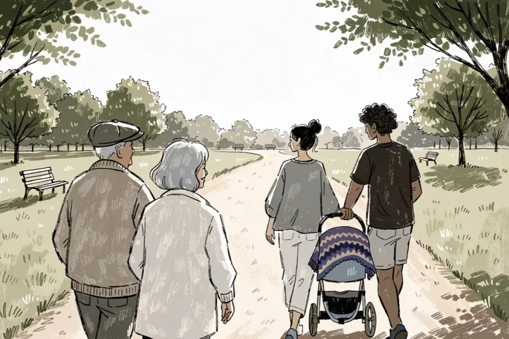 Mes très chers petits-enfants réunit deux générations au parc évoquant Mes très chers petits-enfants