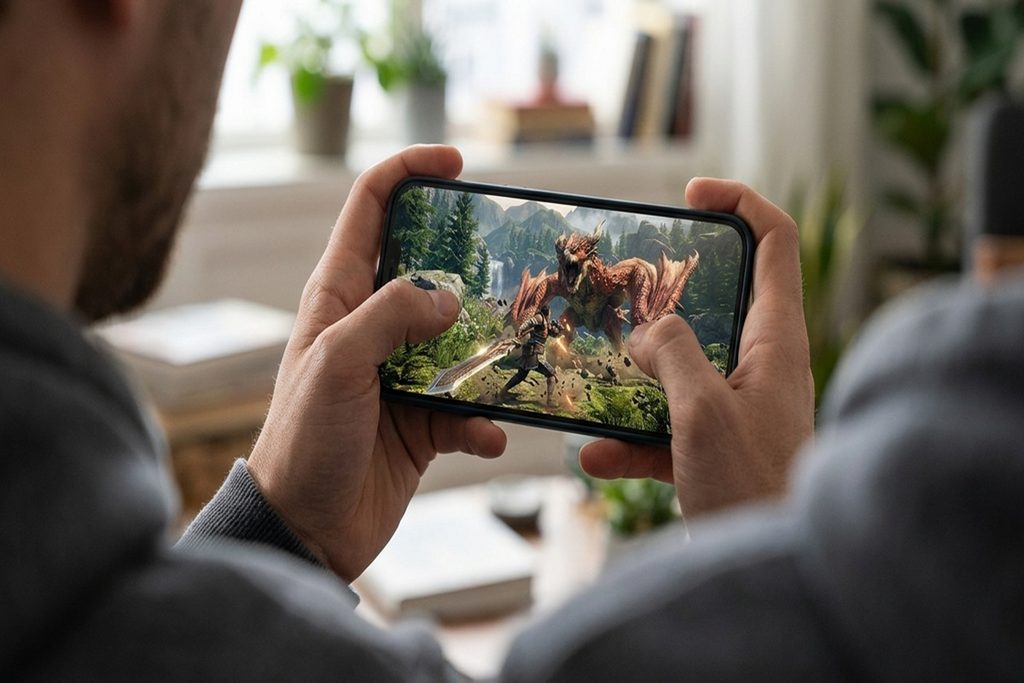 Un joueur qui découvre Monster Hunter Rise sur mobile