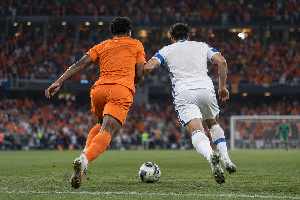 Match de football entre les Pays-Bas et la Grèce