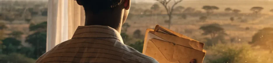 Un jeune homme tenant des documents, en écho au documentaire Papa où t’es ?