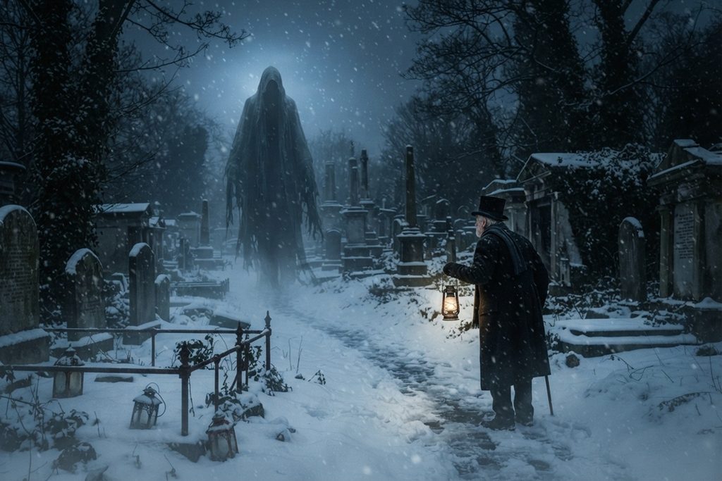 Un homme dans un cimetière londonien