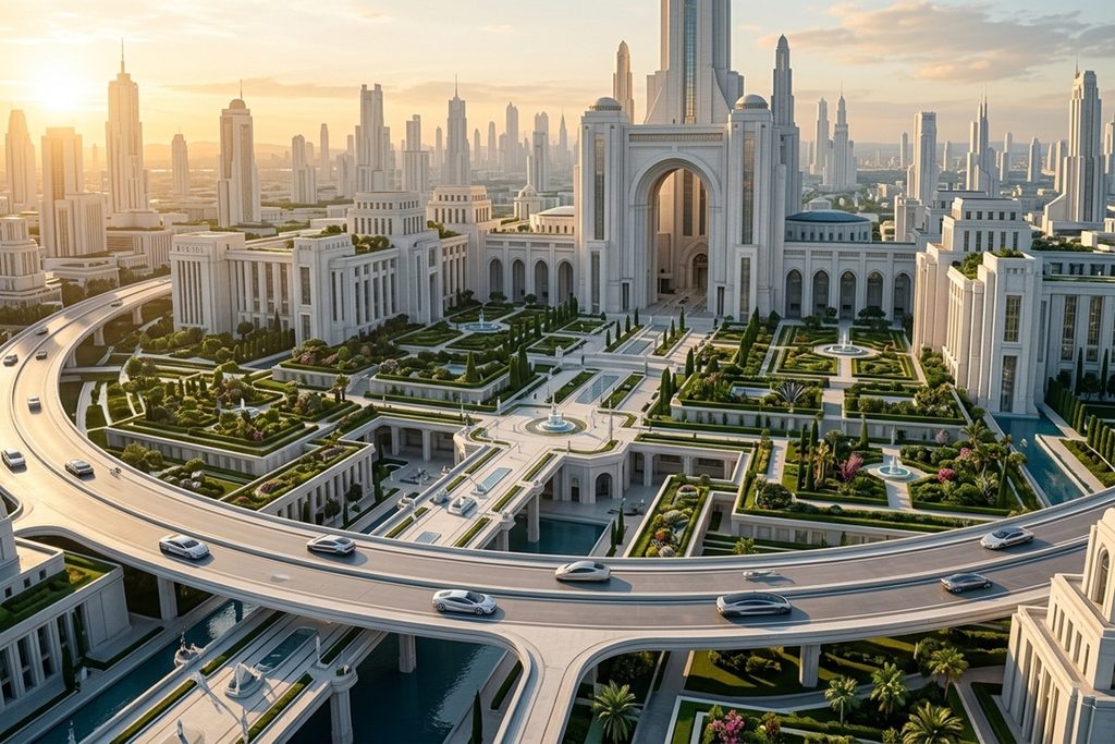 Une capitale futuriste démesurée