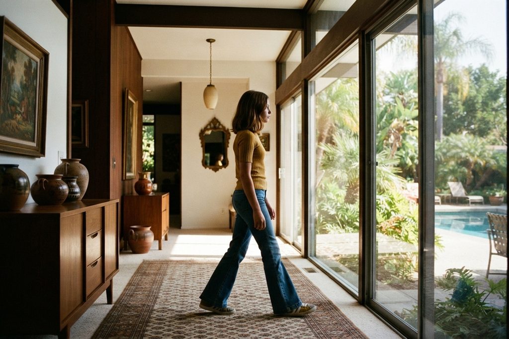 Une jeune adolescente dans les couloirs d'une luxueuse demeure
